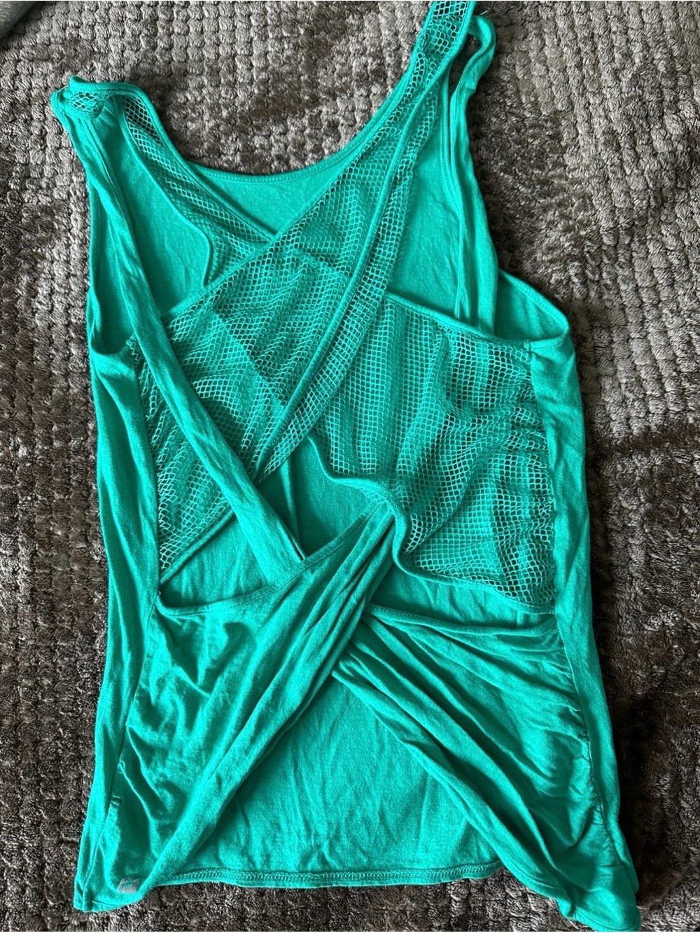 Women’s green Mesh-crisscross open Back Tank Top